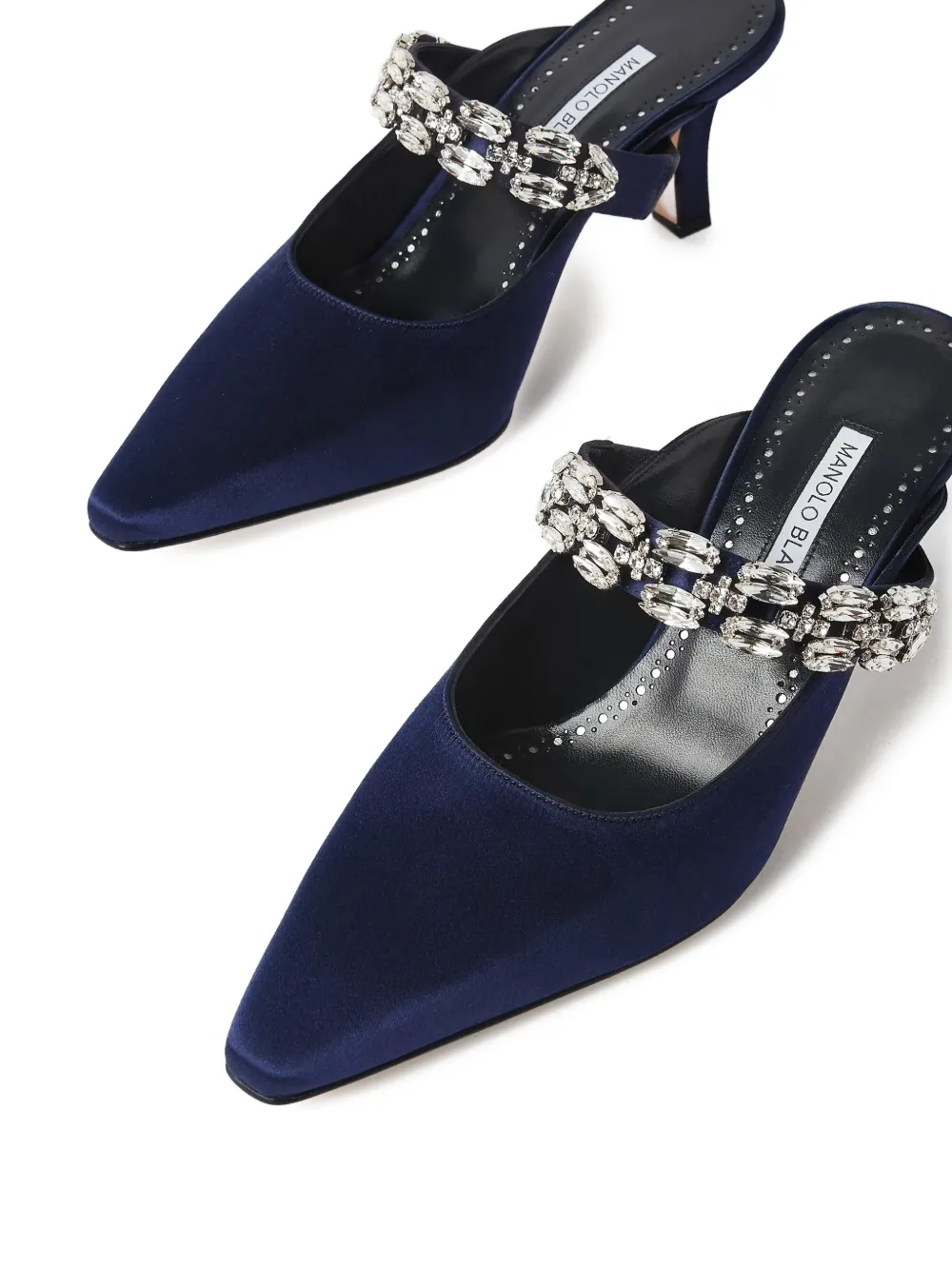 Manolo Blahnik Tamolmu verfraaide muiltjes Blauw