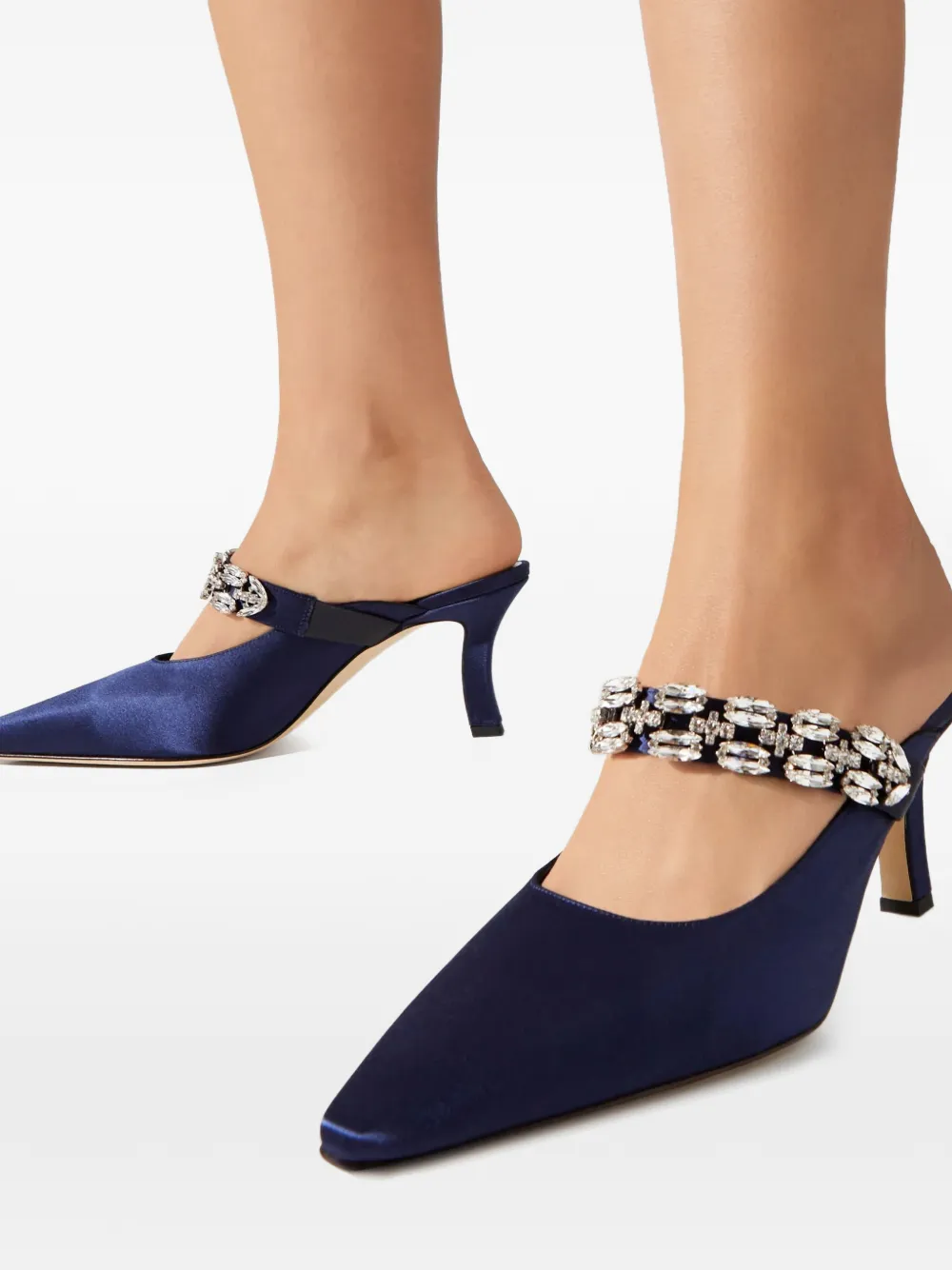 Manolo Blahnik Tamolmu verfraaide muiltjes Blauw