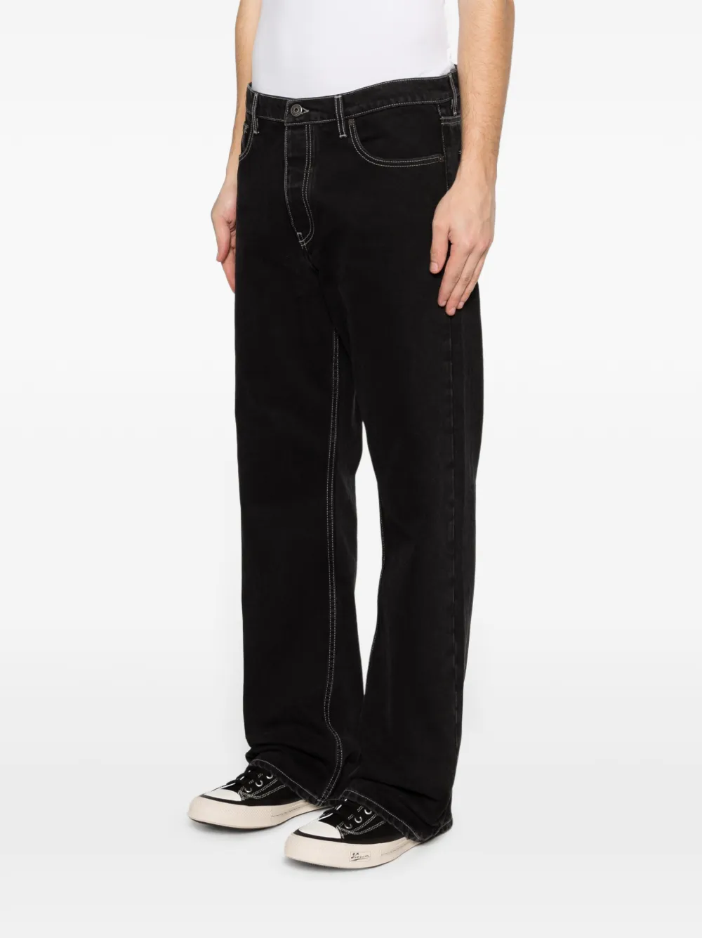  Off-white Vaqueros Con Costuras En Contraste - Negro 