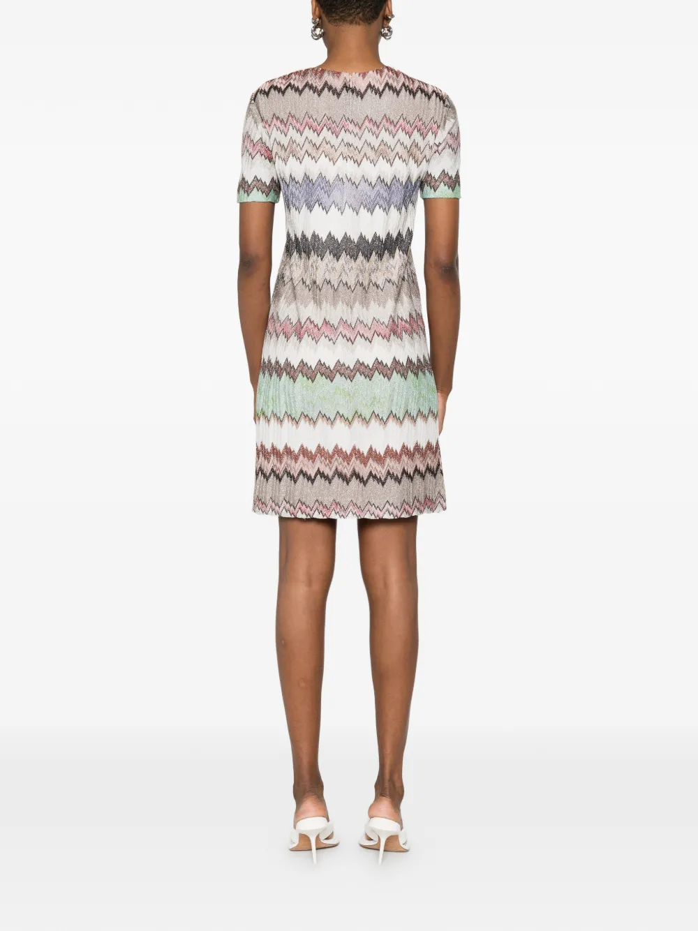 Missoni Jurk met korte mouwen en zigzag-patroon Beige