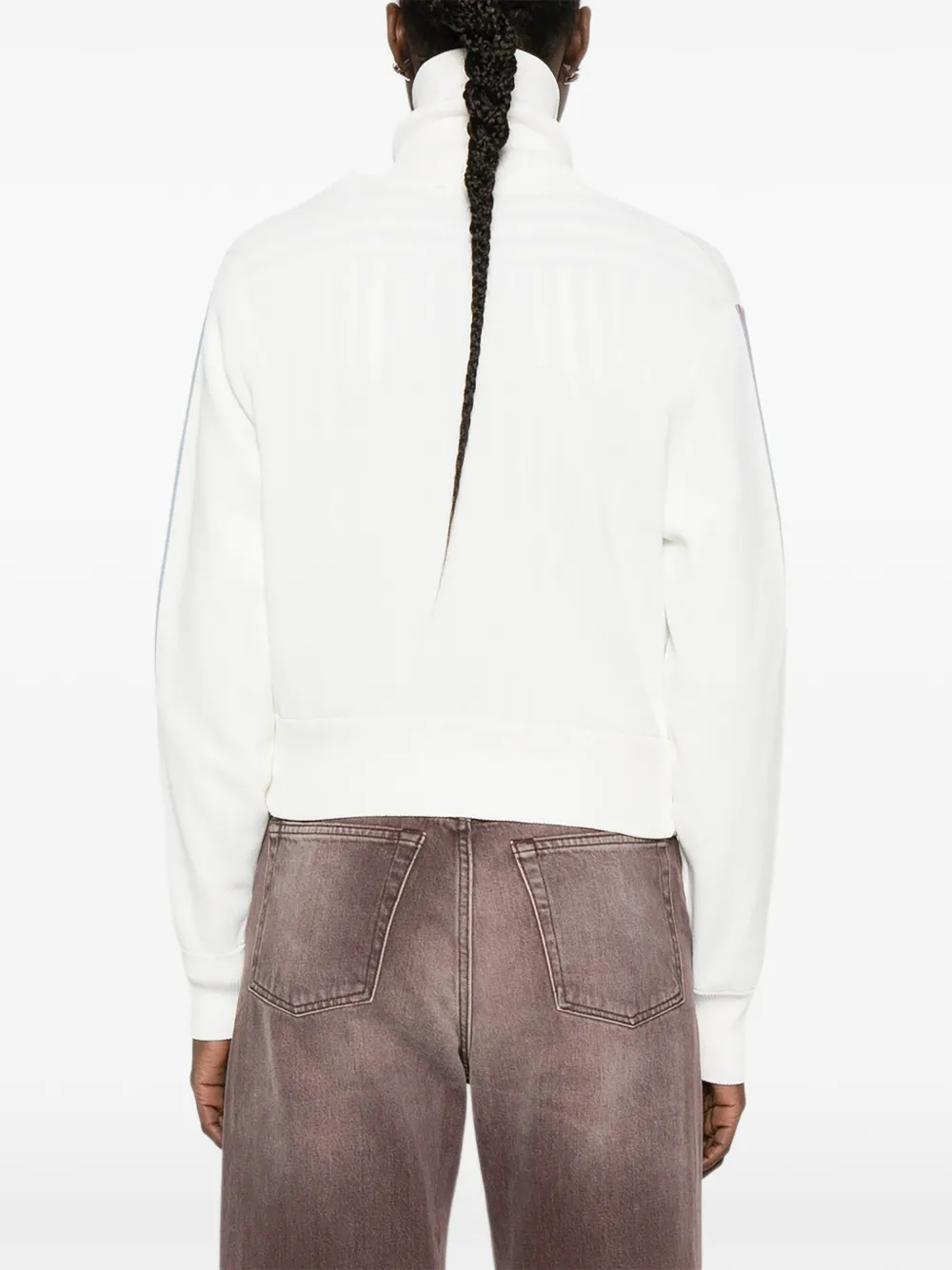 Striped-Detail Zip-Fastening Sweatshirt