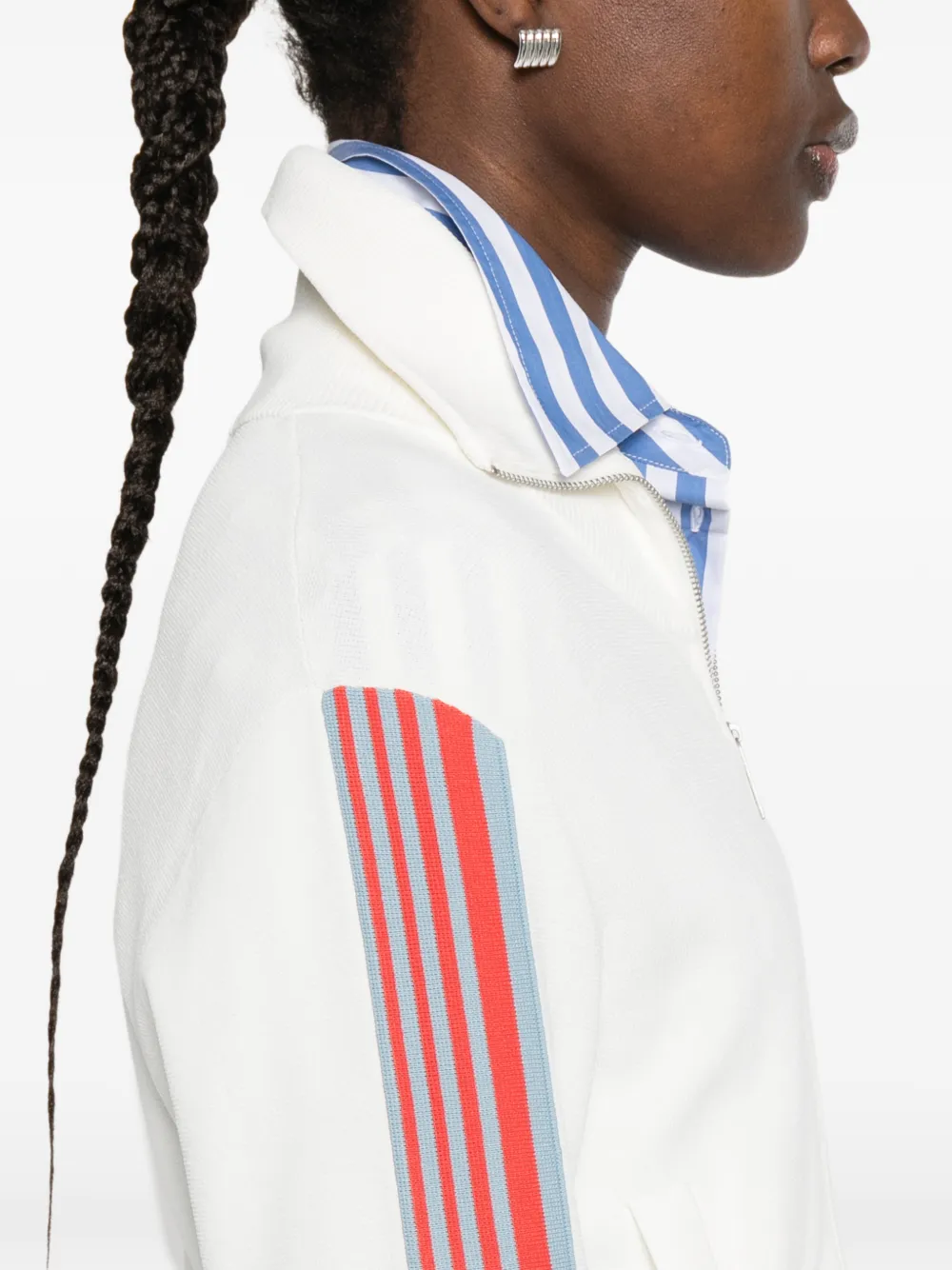 Striped-Detail Zip-Fastening Sweatshirt