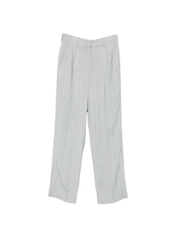 BLAZÉ Milano Striped Pleated Trousers in Grey