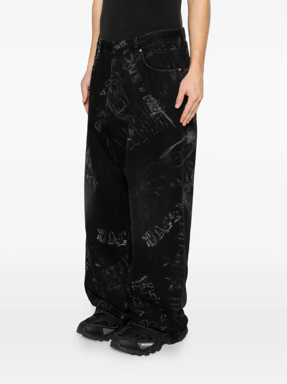 Balenciaga Katoenen broek met print Zwart
