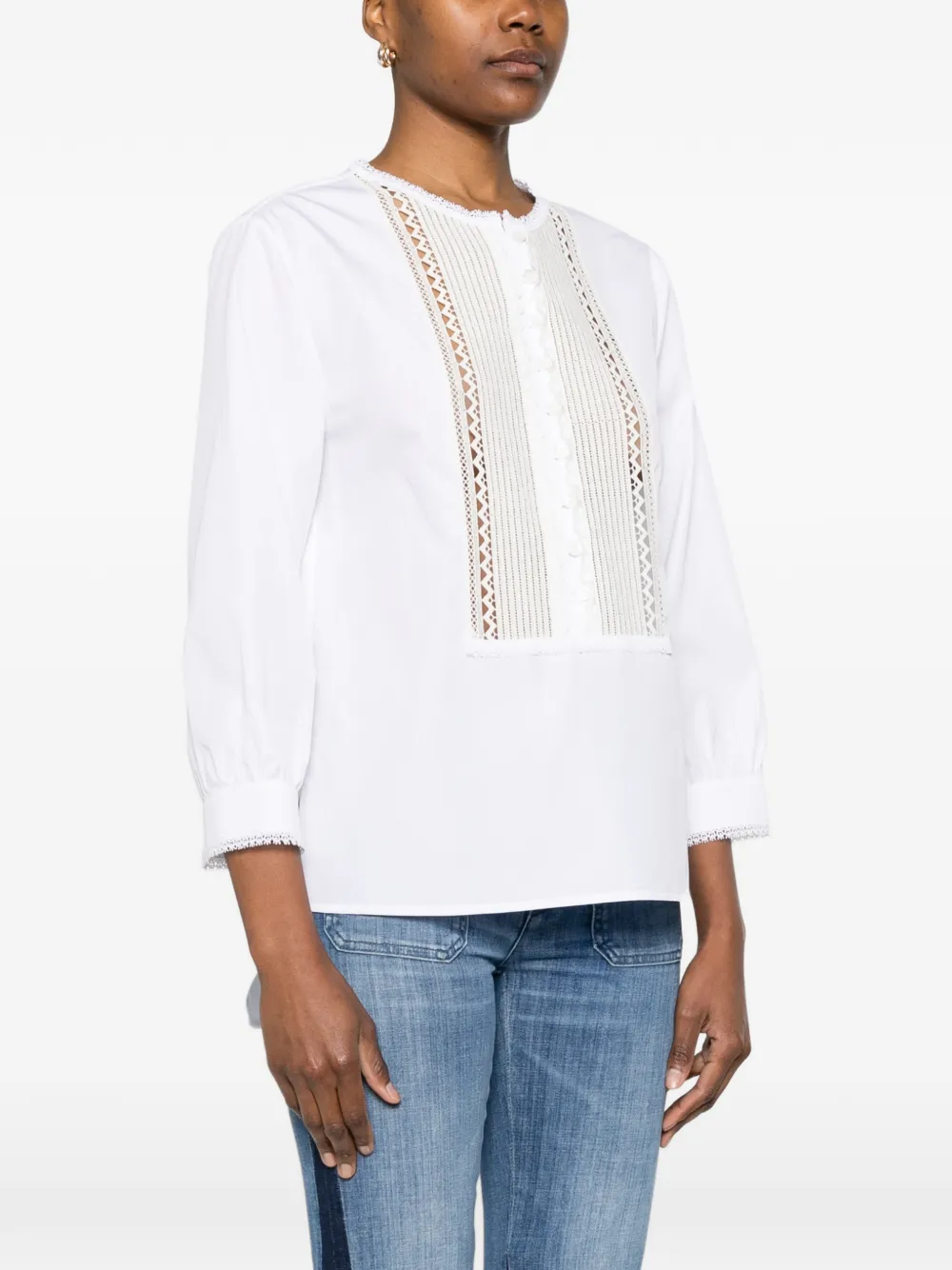  Seafarer Button Lace Blouse - White 
