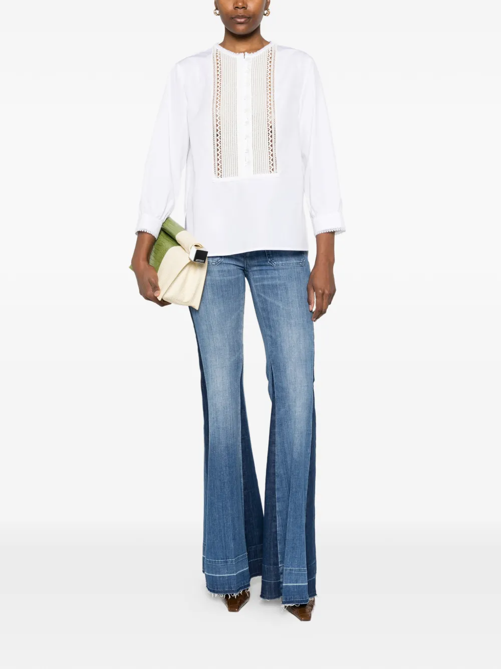 Seafarer Button Lace Blouse - White 