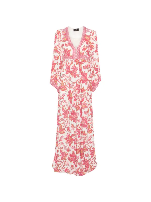 Etro Floral V-neck Dress in Pink