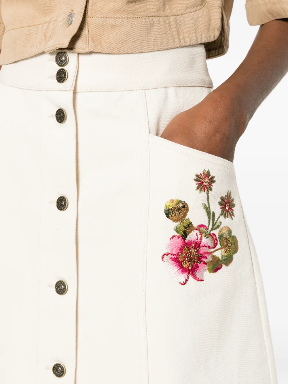 Embroidered Denim Skirt