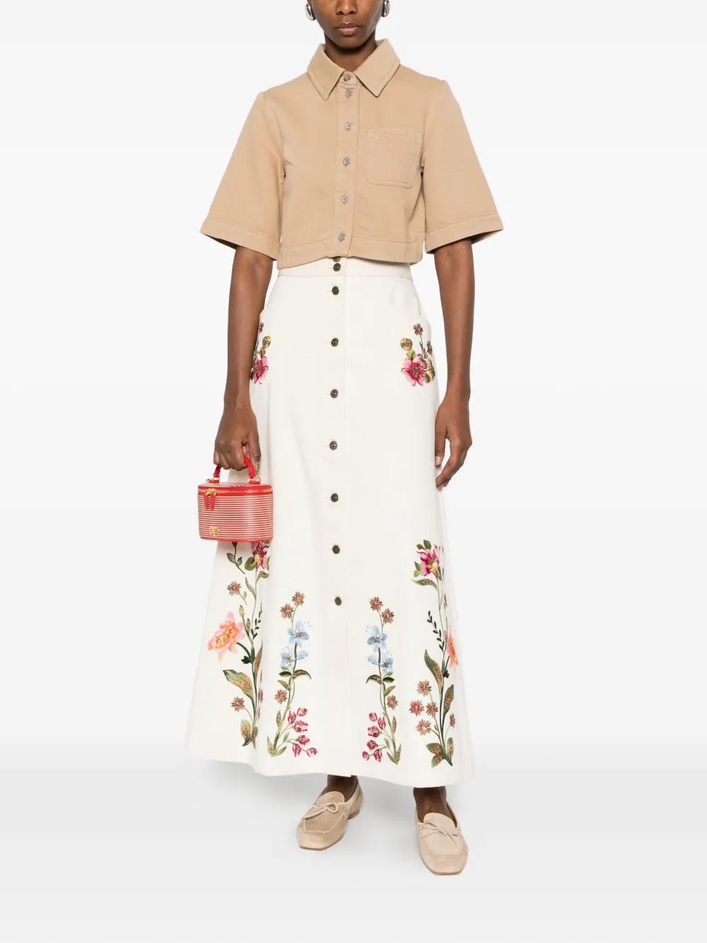 Embroidered Denim Skirt