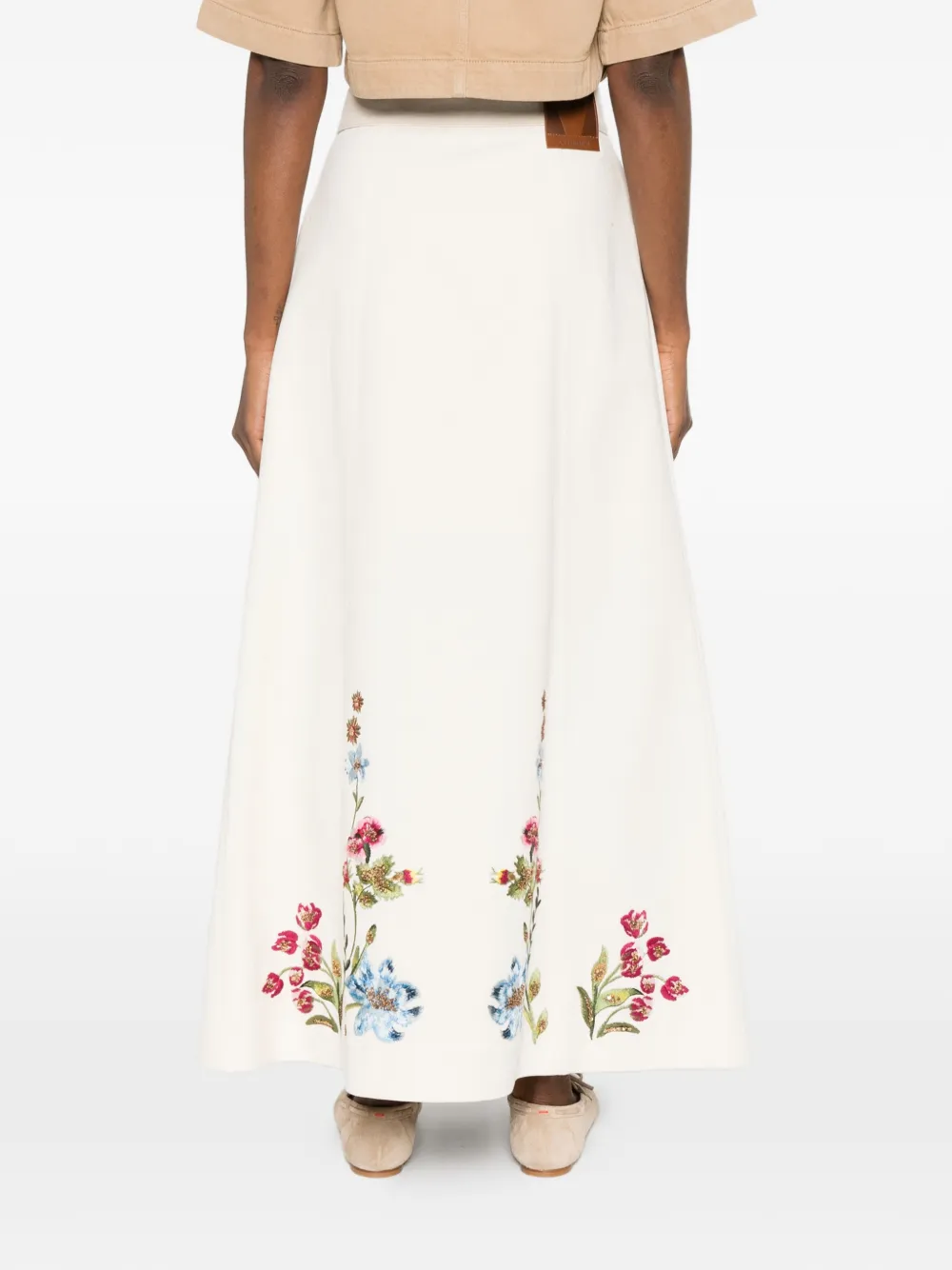 Embroidered Denim Skirt