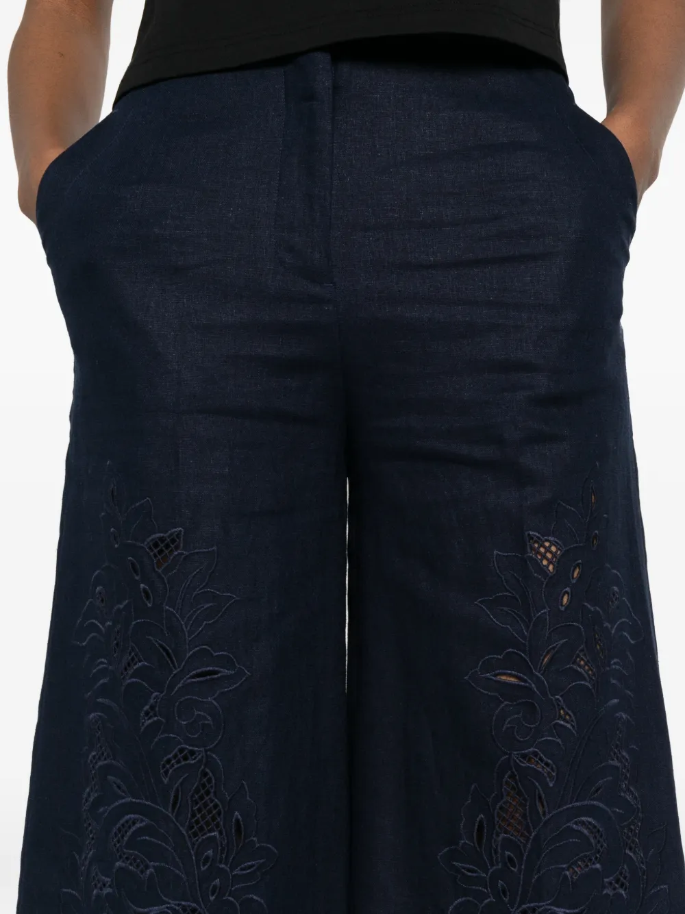 TWINSET Broek met borduurwerk Blauw