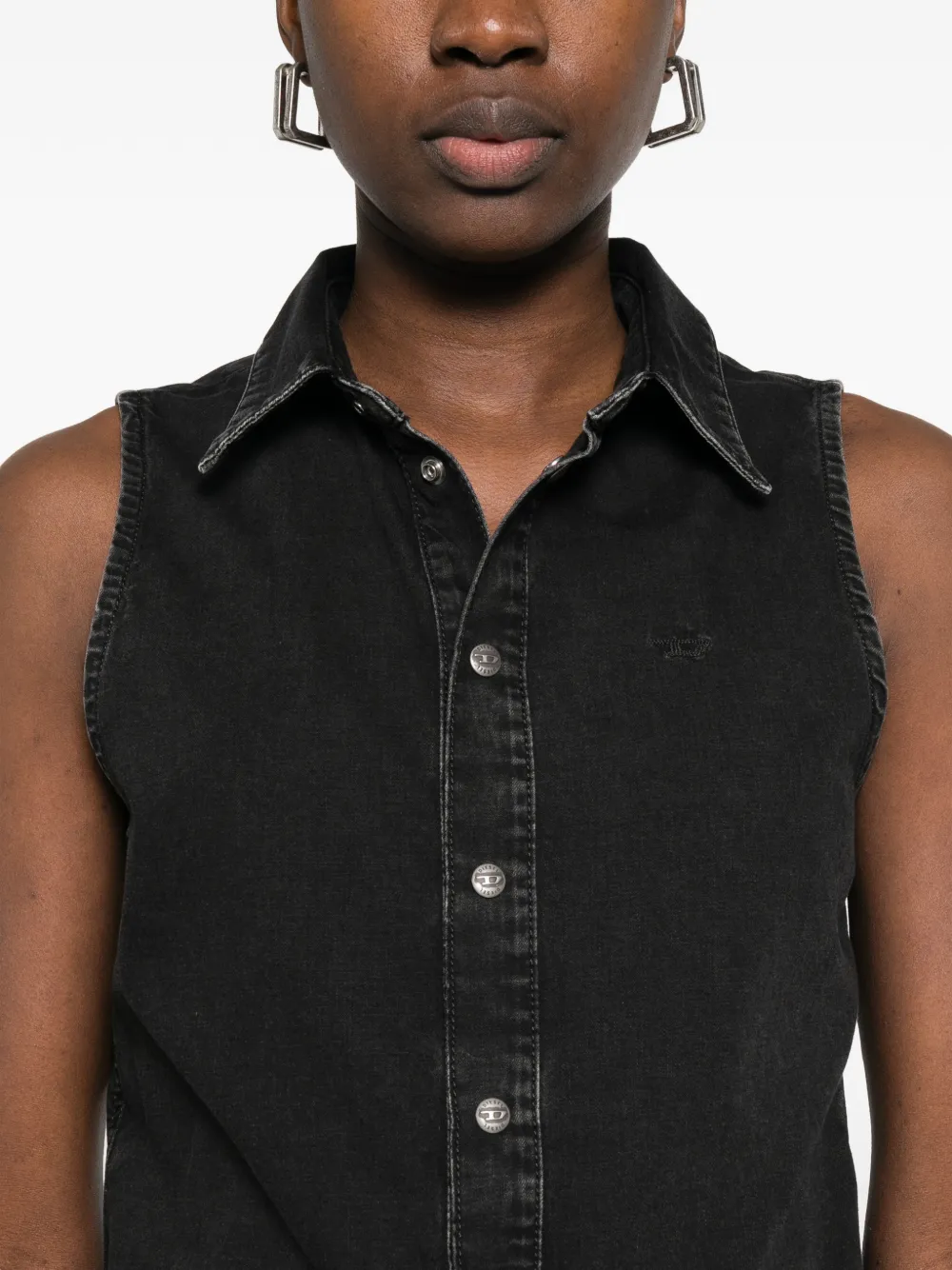 sleeveless denim shirt