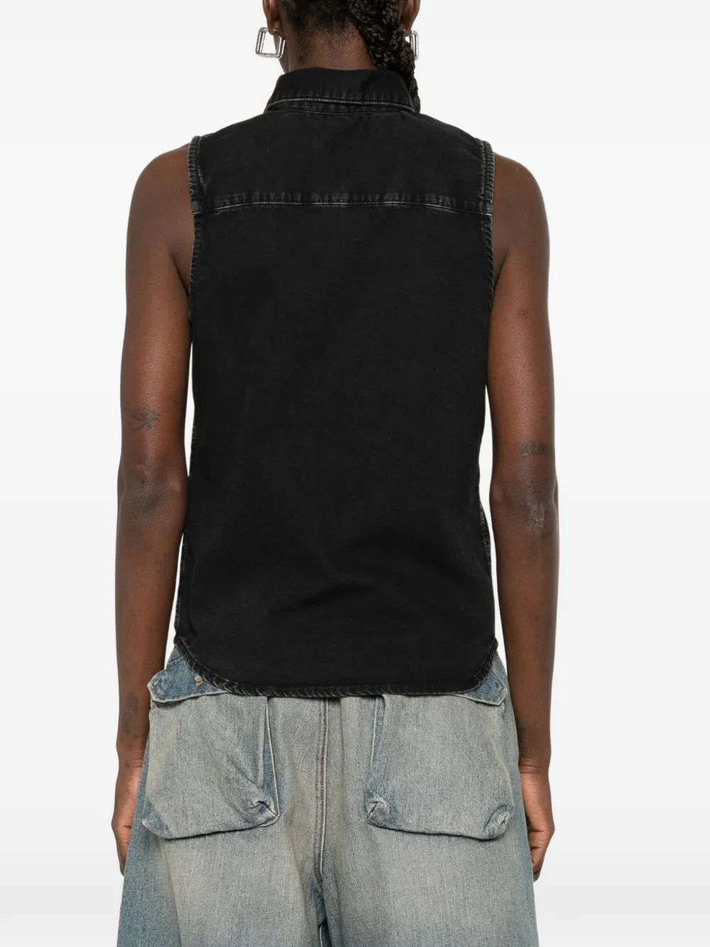 sleeveless denim shirt