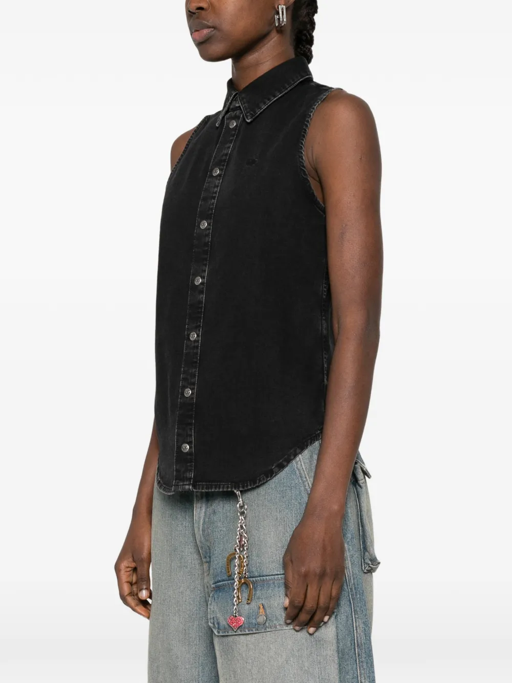  Diesel Sleeveless Denim Shirt - Black 