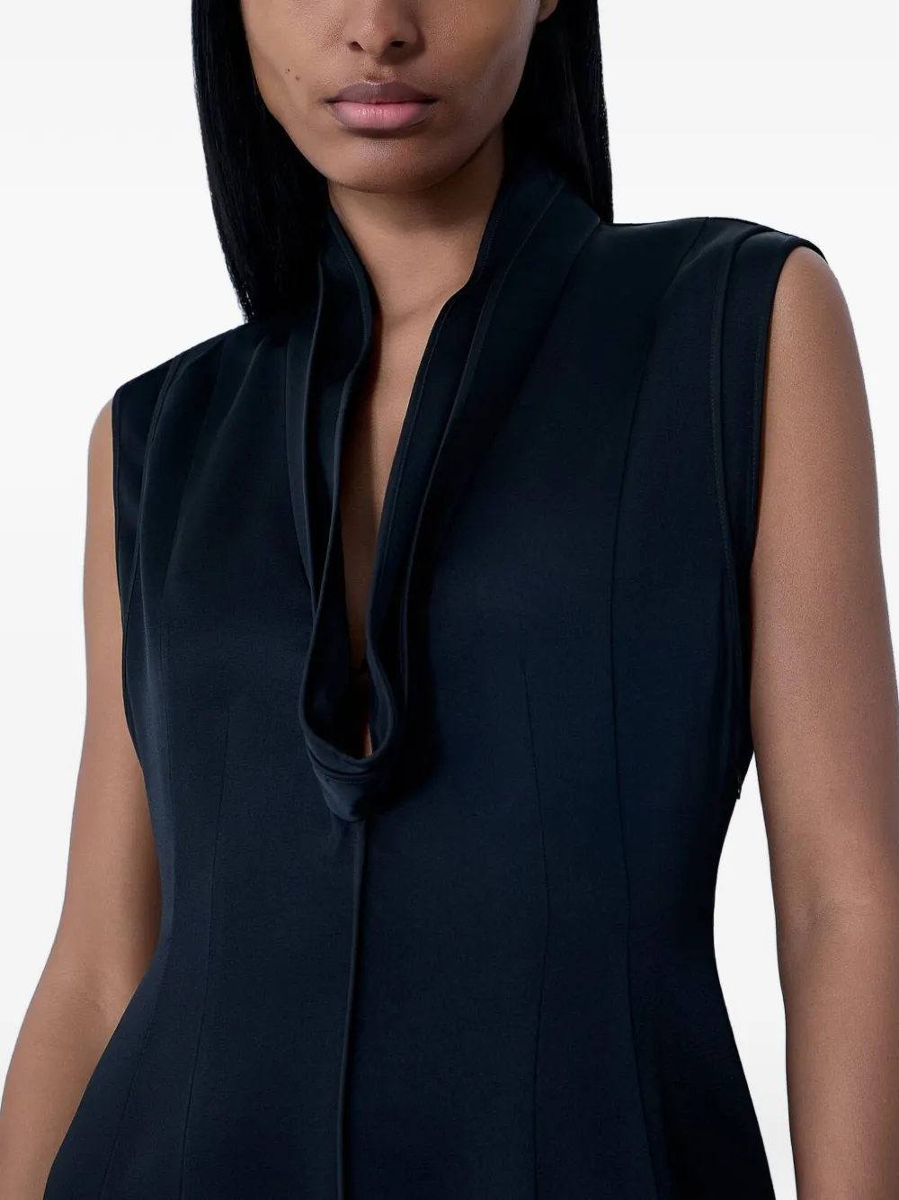 Jil Sander Midi-jurk met V-hals Zwart