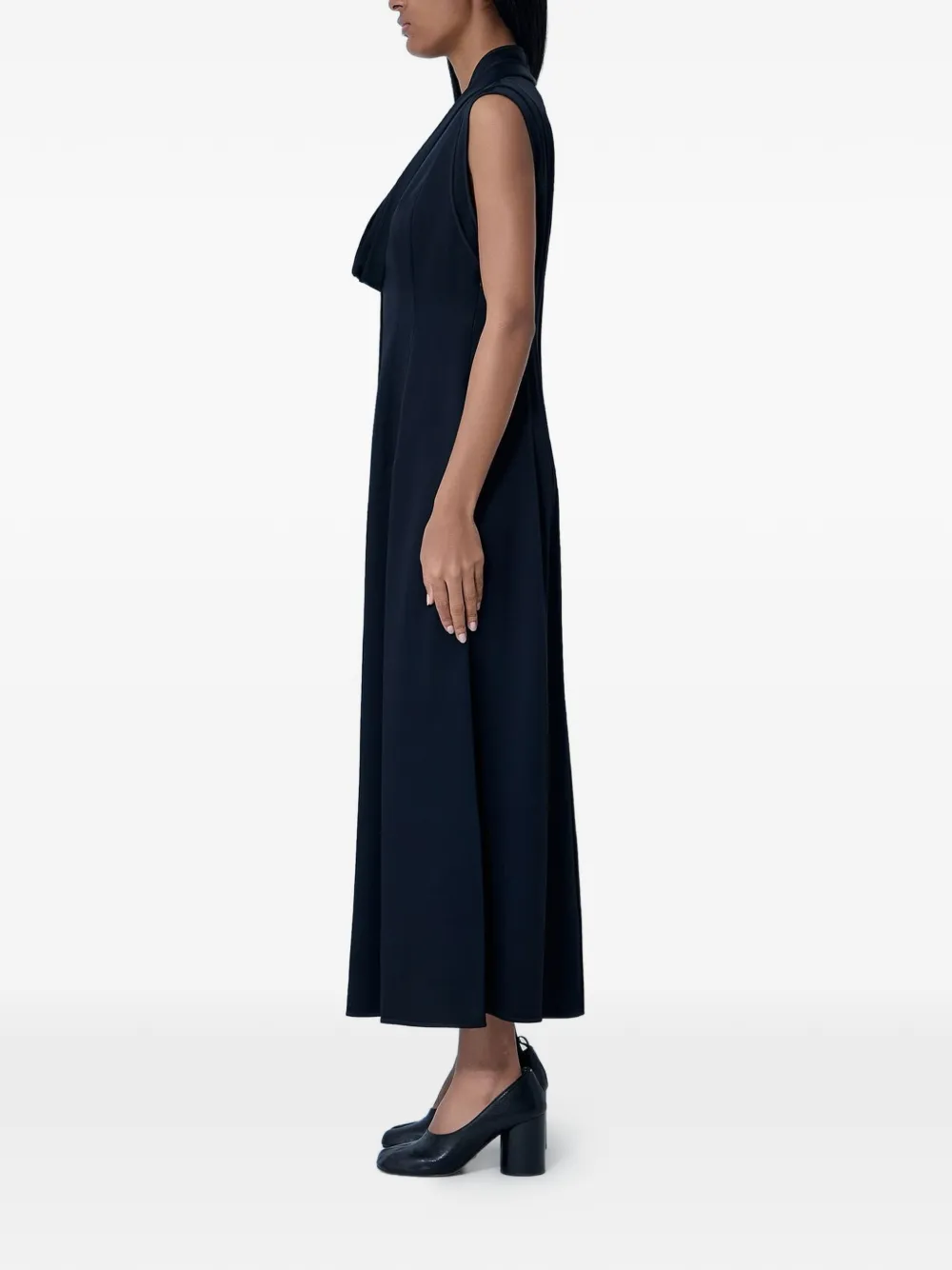 Jil Sander Midi-jurk met V-hals Zwart
