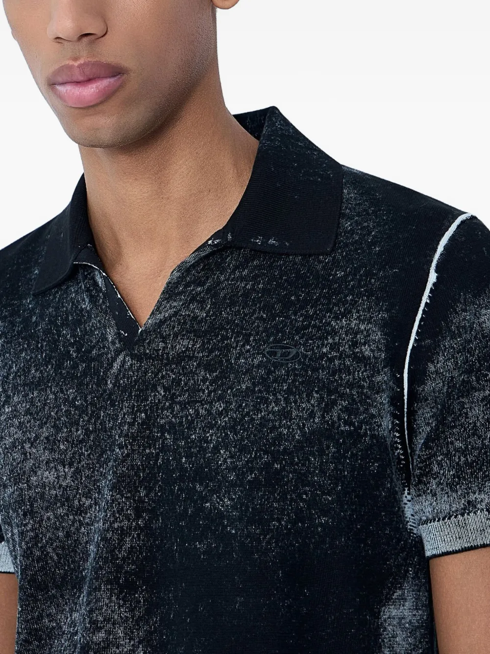 Diesel Gebreid poloshirt met vervaagde print Zwart