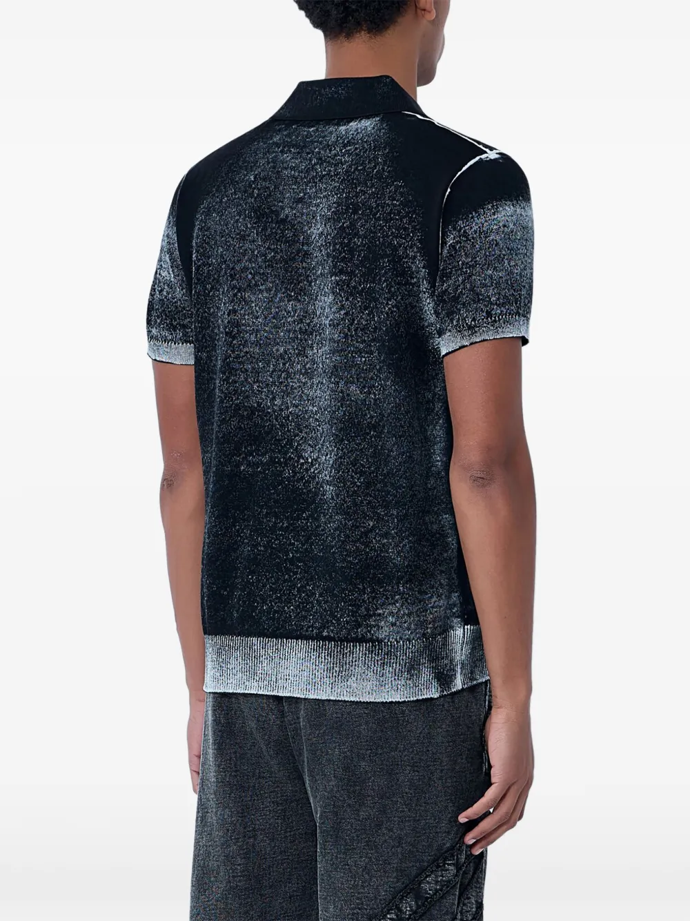 Diesel Gebreid poloshirt met vervaagde print Zwart