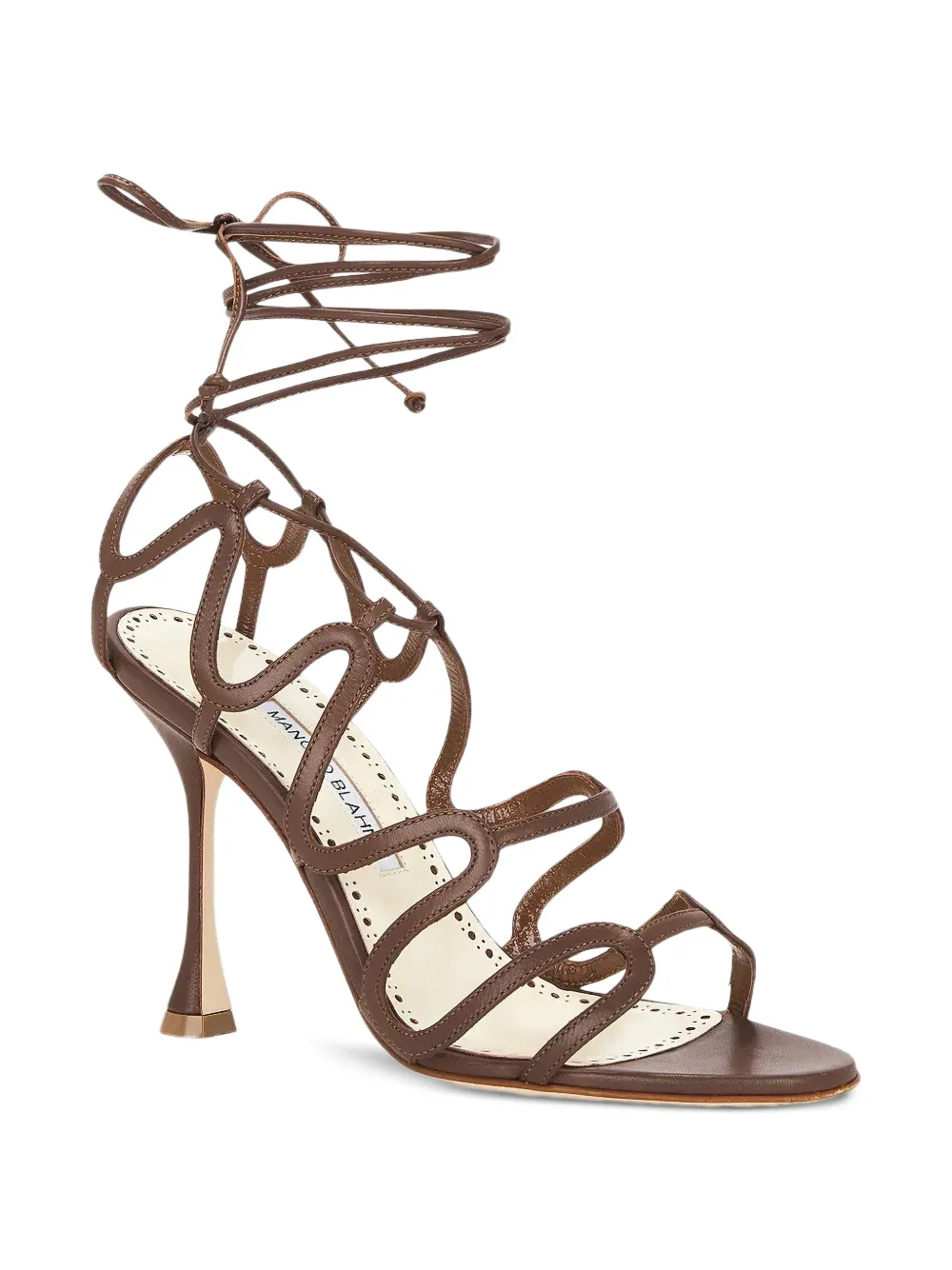 Manolo Blahnik Leren sandalen Bruin