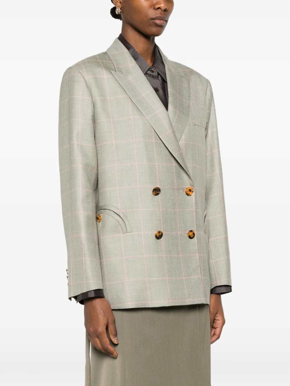  Blazé Milano Check Double-breasted Jacket - Grey 
