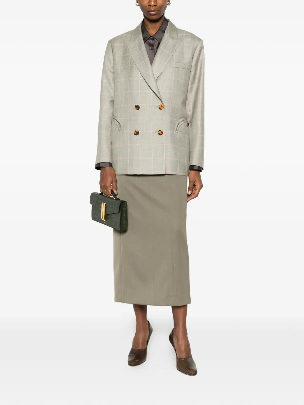  Blazé Milano Check Double-breasted Jacket - Grey 