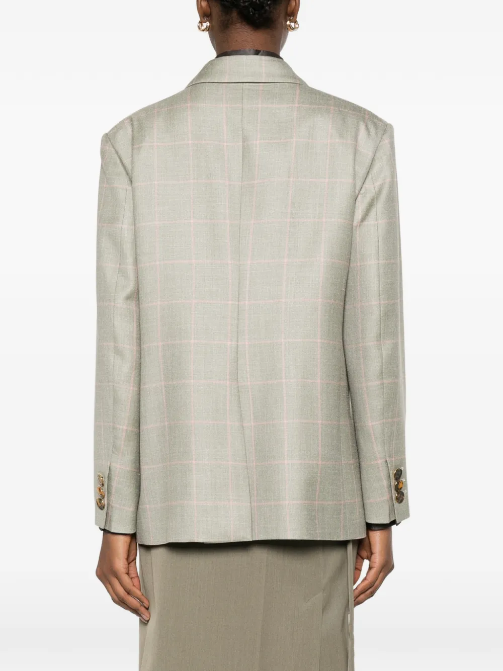 BLAZÉ Milano Check Double-breasted Jacket in Grey, view 4