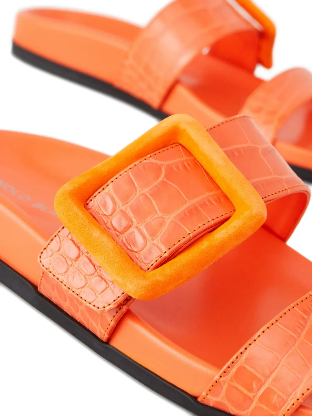 Manolo Blahnik Sandalen met gesp en diereneffect Oranje