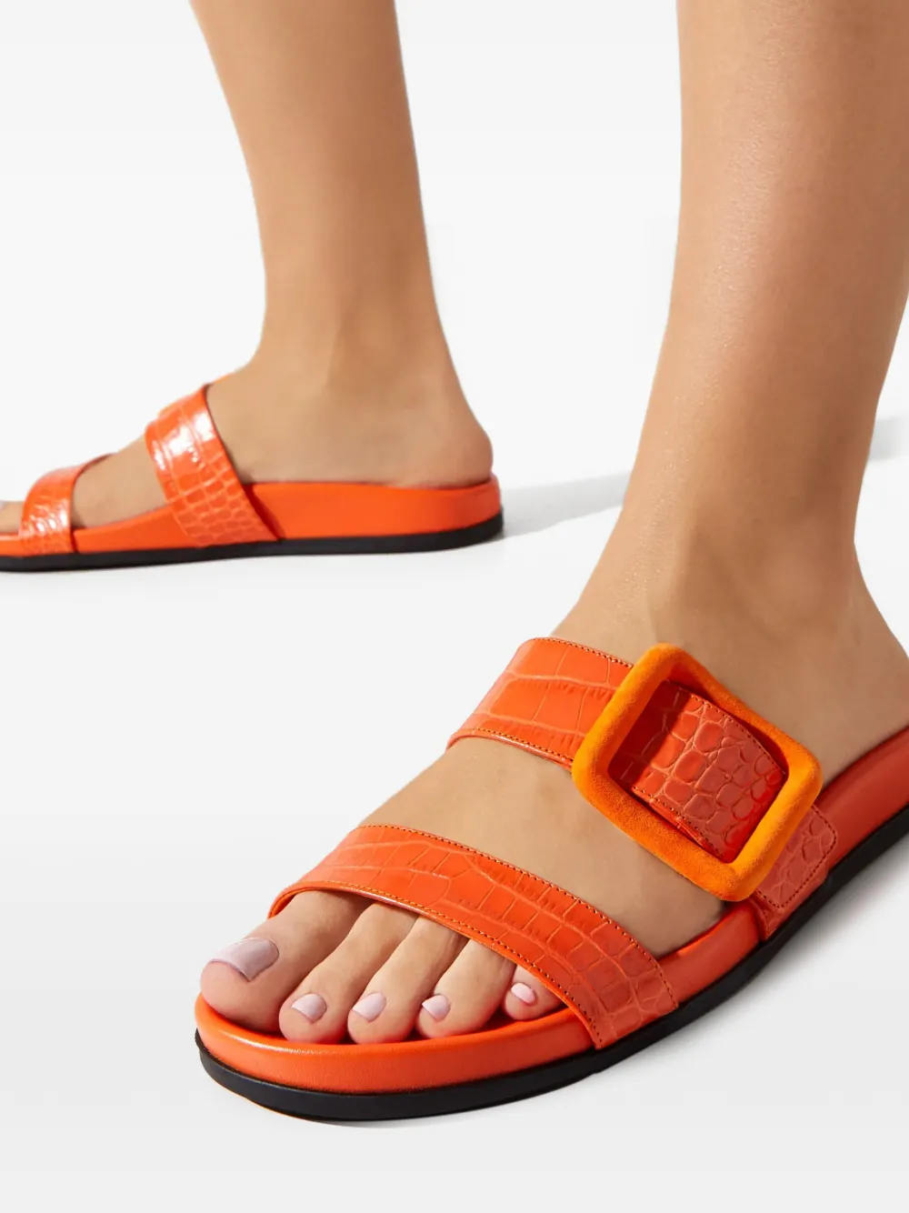 Manolo Blahnik Sandalen met gesp en diereneffect Oranje