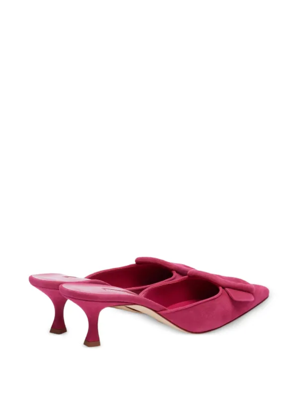 Manolo Blahnik Maysale スクエアバックル ミュール | ピンク