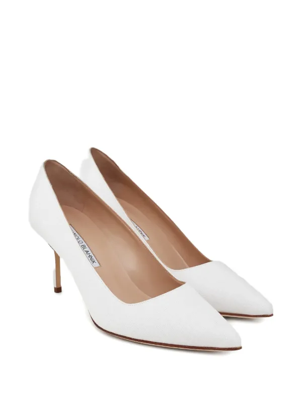 Manolo Blahnik ポインテッドトゥ パンプス | ホワイト | FARFETCH JP