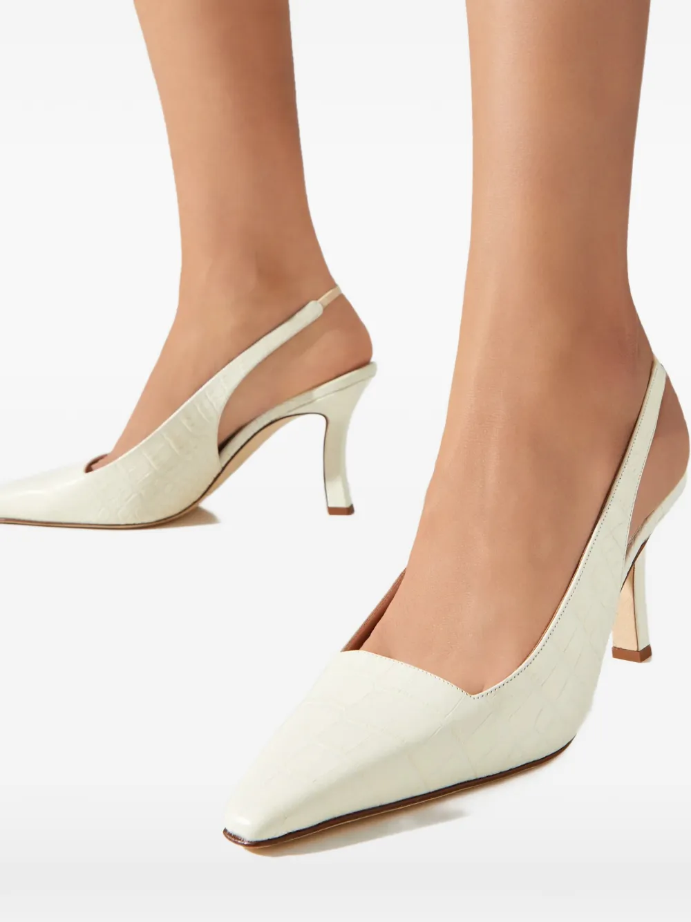 Manolo Blahnik Moirasli pumps met puntige neus Wit