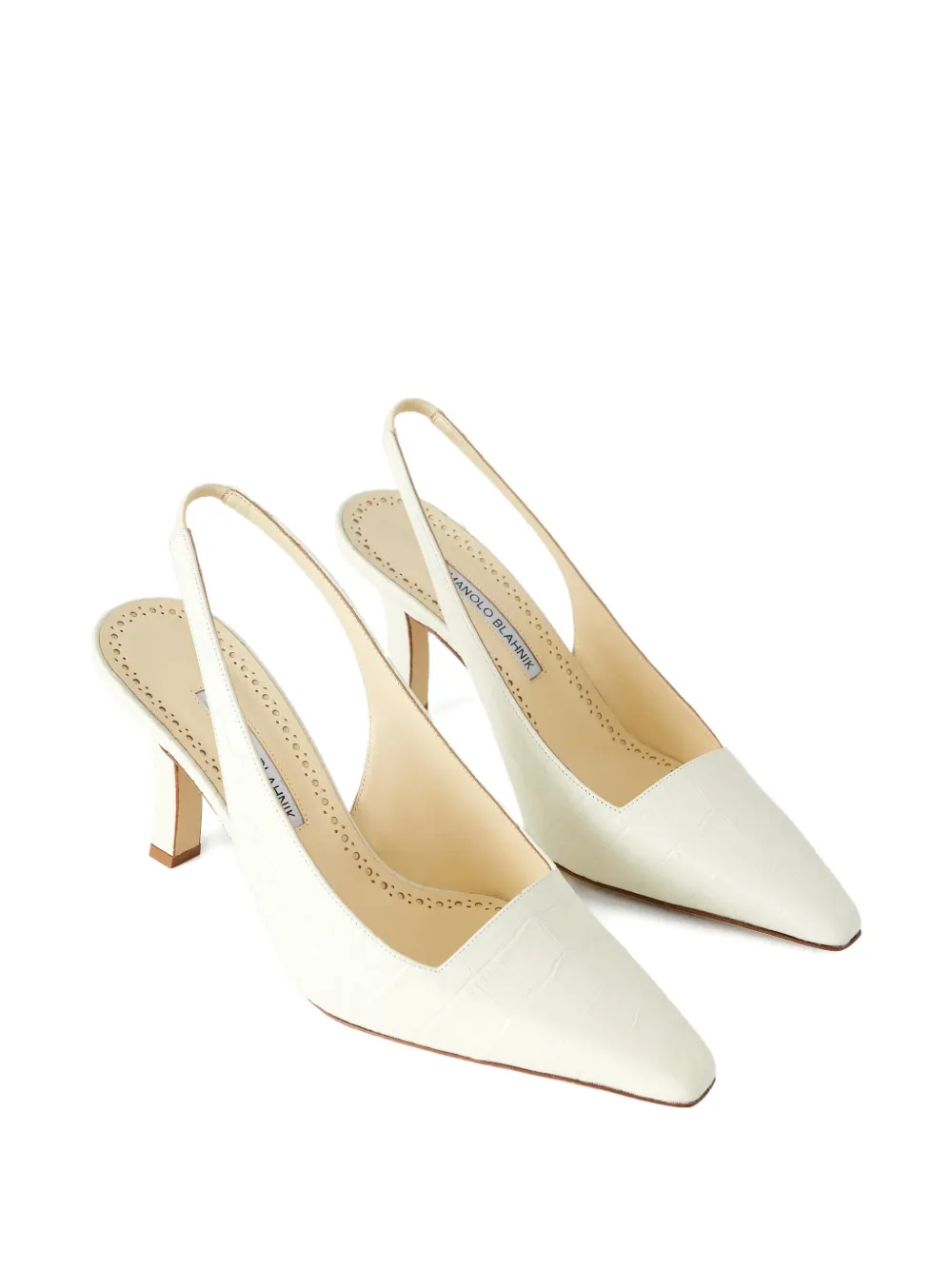 Manolo Blahnik Moirasli pumps met puntige neus Wit