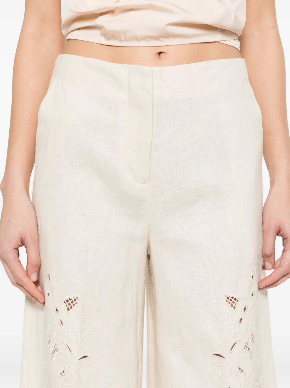TWINSET Culotte met geborduurde bloemen Beige