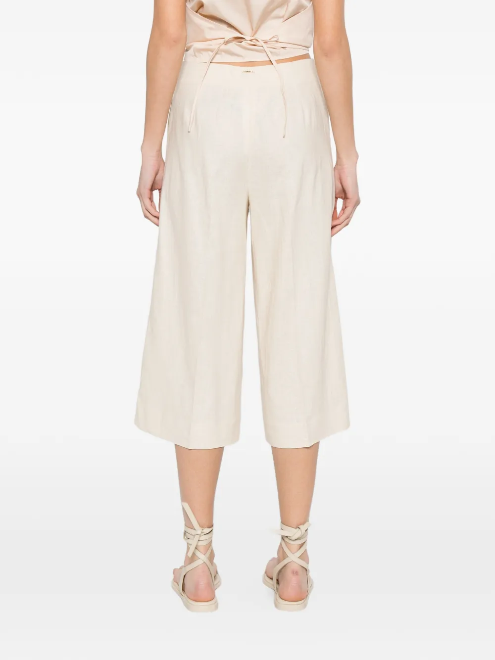 TWINSET Culotte met geborduurde bloemen Beige