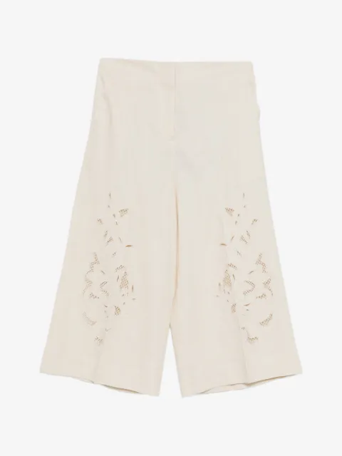 TWINSET linen blend cropped trousers with embroidery