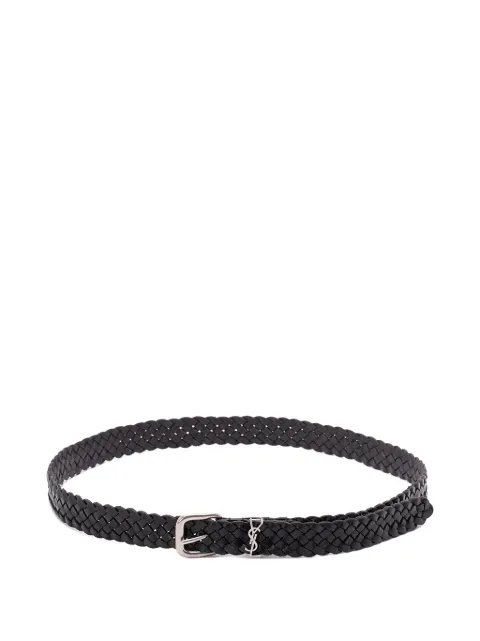 Saint Laurent braided buckle leather belt