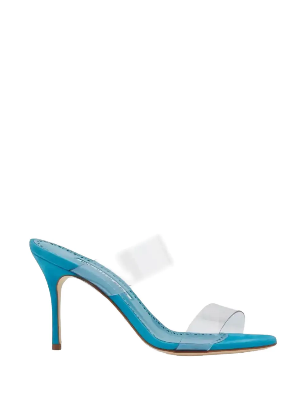 Manolo Blahnik Scolto transparent-strap suede slides - Bianco