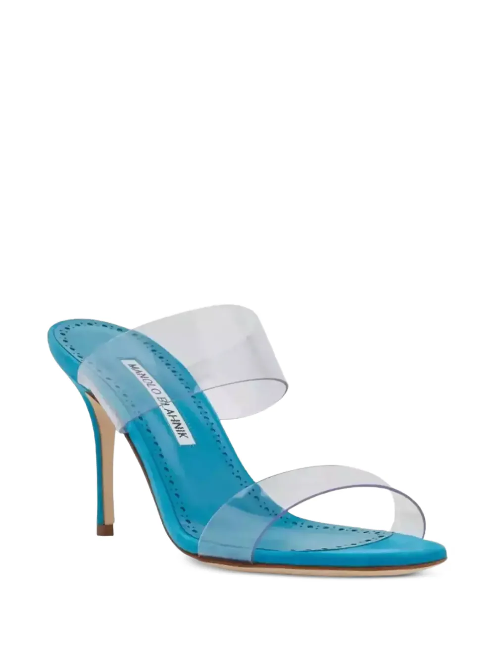 Manolo Blahnik Scolto suède slippers met doorzichtig bandje Wit