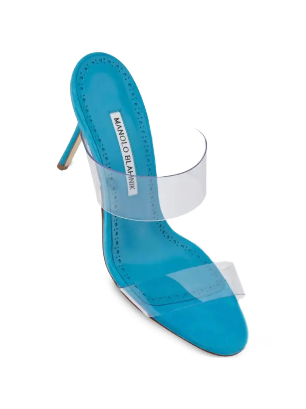 Manolo Blahnik Scolto suède slippers met doorzichtig bandje Wit