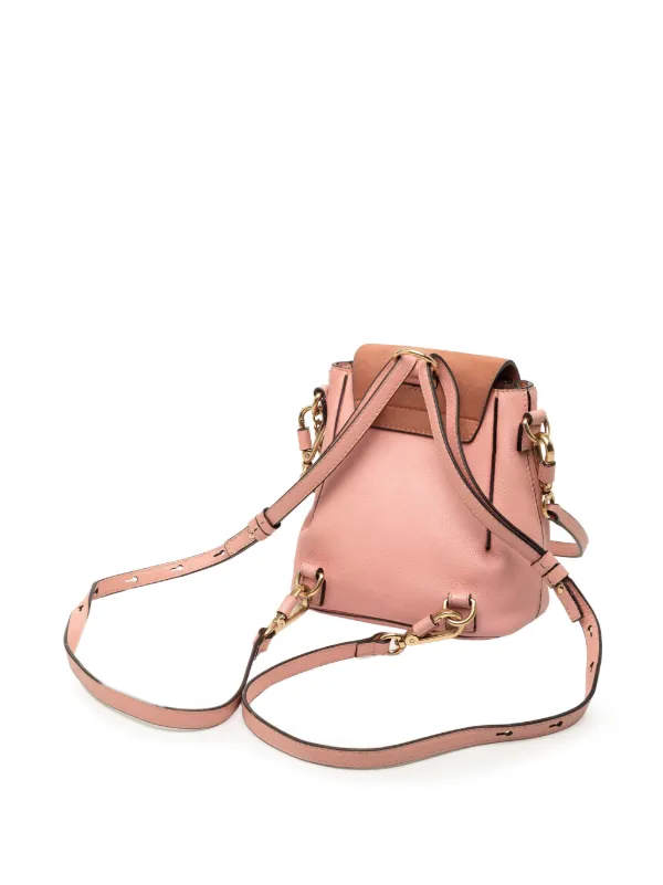 chloe faye mini backpack second hand Chloé Pre-Owned 2010-2025 Mini Calfskin And Suede Faye Backpack | Pink