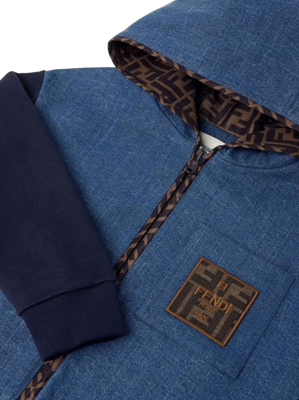  Fendi Kids Hooded Zip Sweatshirt - Blue 