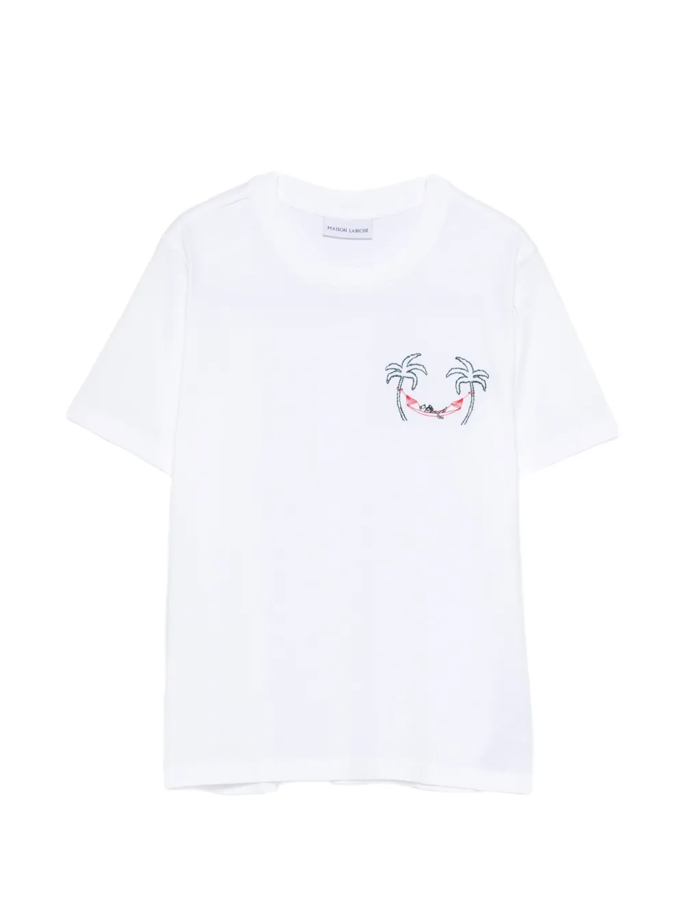 Maison Labiche palm-embroidery T-shirt - Bianco