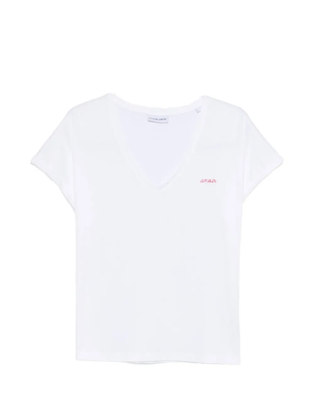 Maison Labiche V-neck lettering T-shirt - Bianco