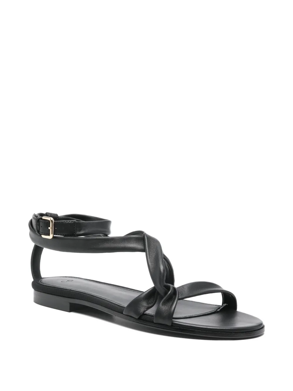  Co Knotted Strap Flat Sandals - Black 