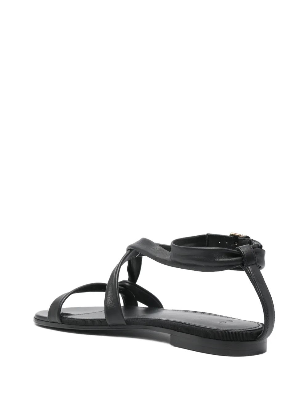  Co Knotted Strap Flat Sandals - Black 