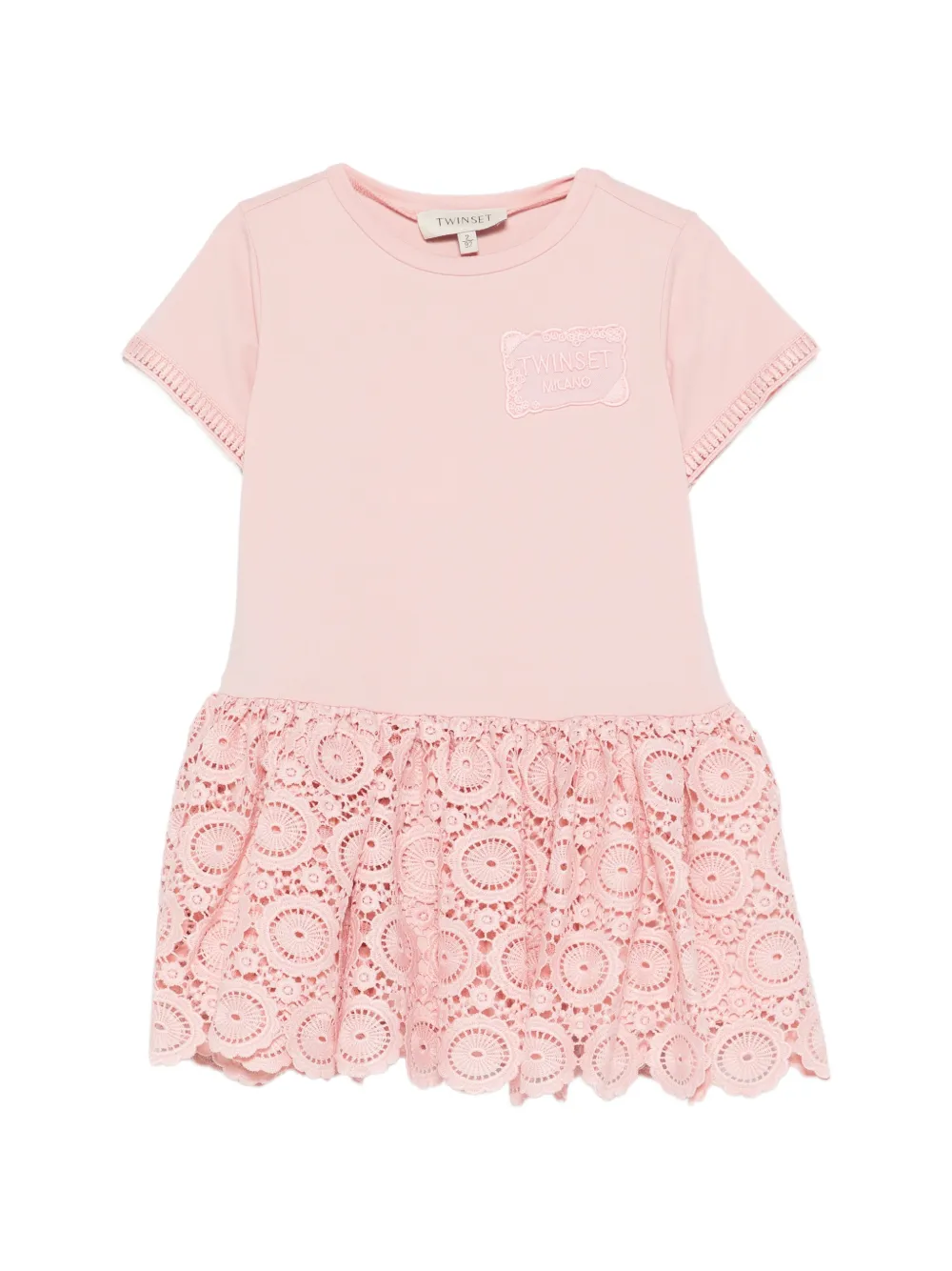 TWINSET Kids Abito con inserti in pizzo - Rosa