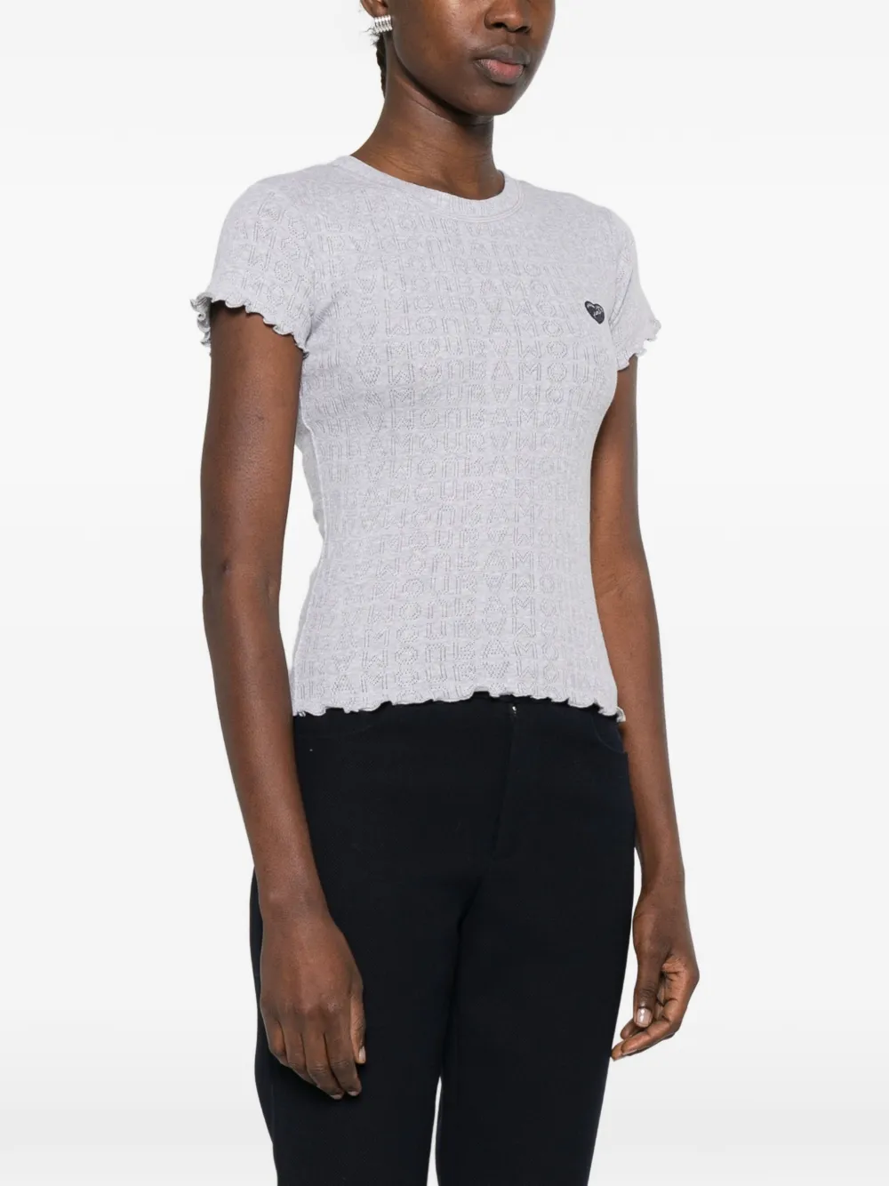  Maison Labiche Ruffled Logo-patch T-shirt - Grey 