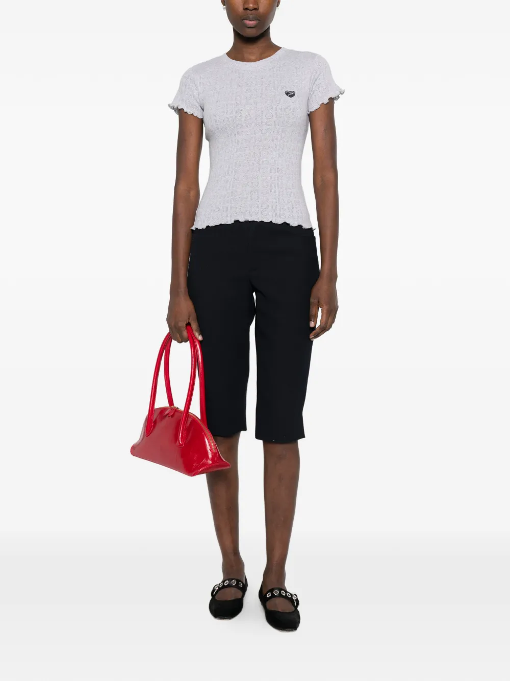  Maison Labiche Ruffled Logo-patch T-shirt - Grey 