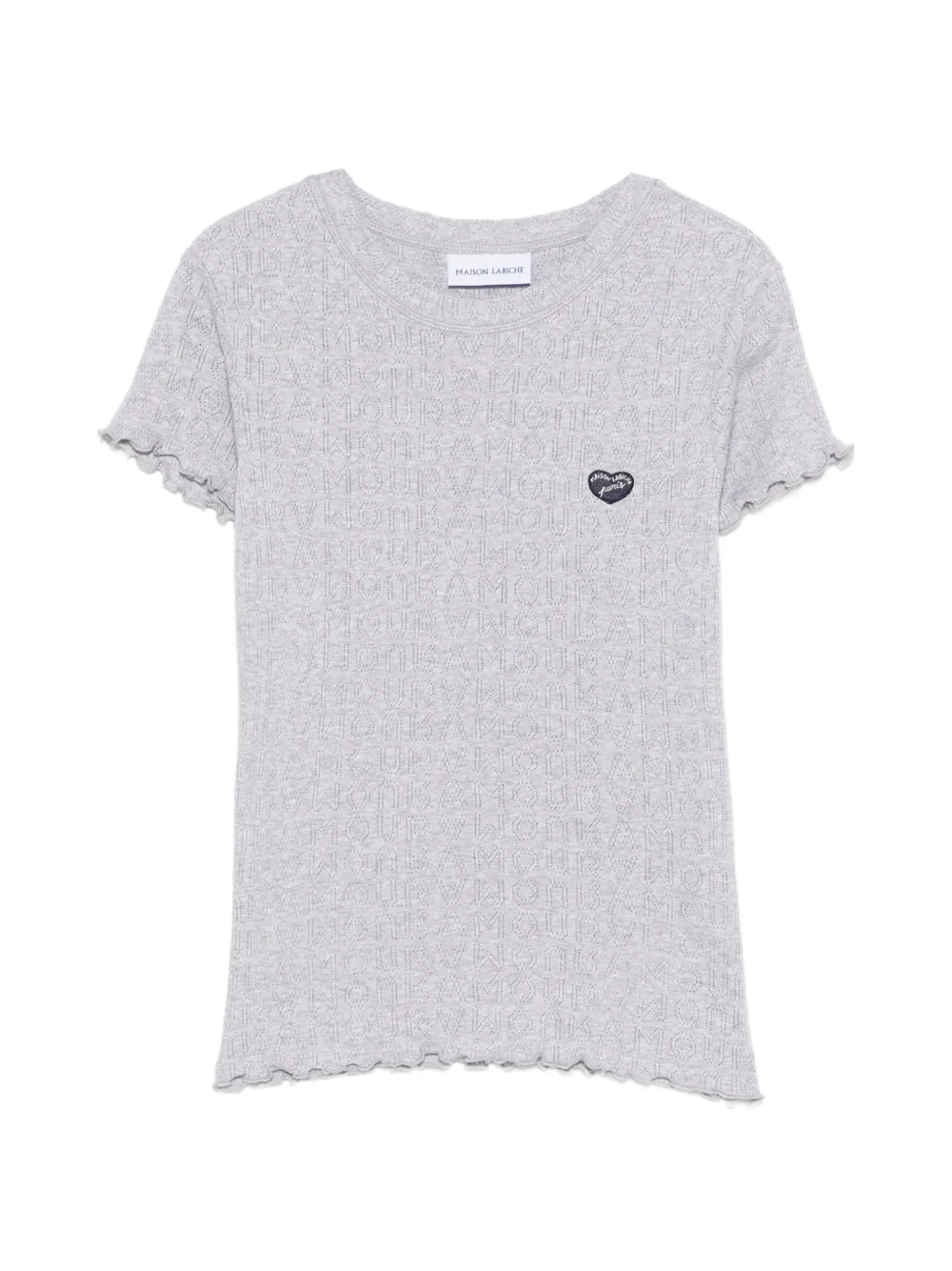 Maison Labiche ruffled logo-patch T-shirt - Grigio