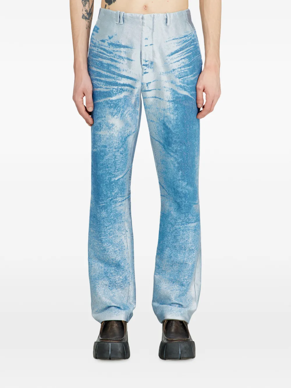 Diesel D-Askar slim-fit jeans met whisker patroon Blauw
